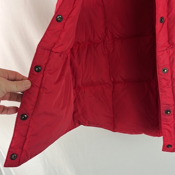 Lands End Red Down Fill Snap-Up Puffer Vest Jacket - Size Medium - Picture 2 of 9